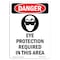 Signmission OSHA Danger Sign, Eye Protection Required, 18in X 12in Rigid Plastic, 12" W, 18" H, Portrait OS-DS-P-1218-V-1227 - alternate 1